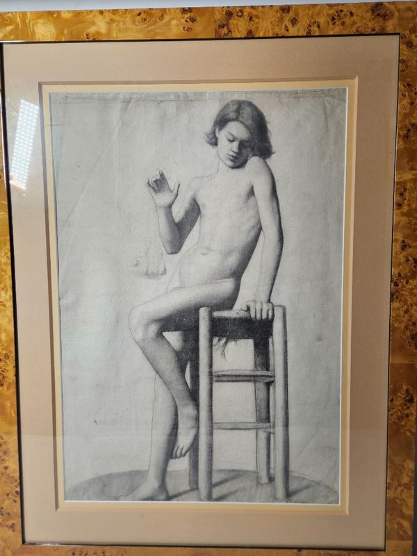 Italian Early 19 Century Pencil Drawing Nude Male Picture