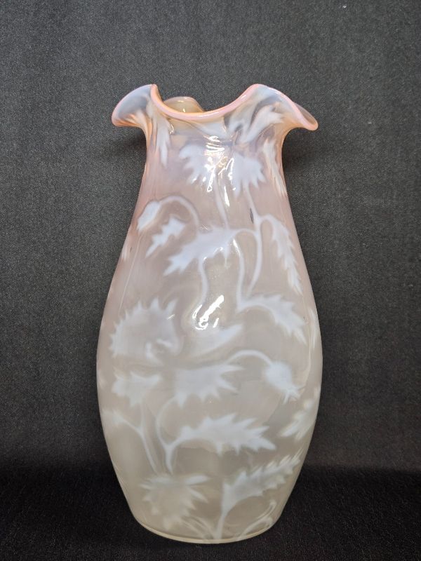 Opaline Glass Vase by Harrachov Company Bohemia Czech Art Nouveau 1900