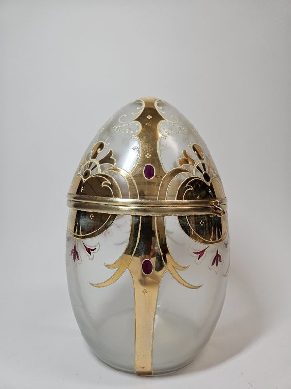 Art Nouveau Glass Egg Bohemian Harrachov 1900