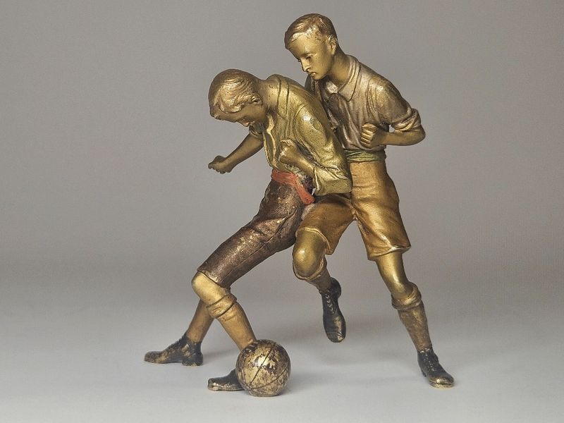 Franz Xavier Bergman Unique Vienna Bronze Statue of a Sucker Players 1920s Art Deco Austria