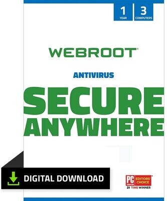Webroot Antivirus Software 2022 | 3 Device | 1 Year | PC Download | Includes Secure Web Browsing and Malware Protection