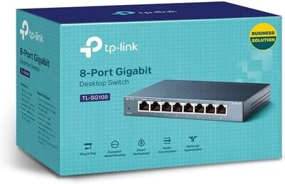 TP-Link TL-SG108 | 8 Port Gigabit Unmanaged Ethernet Network Switch, Ethernet Splitter | Plug & Play | Fanless Metal Design | Shielded Ports | Traffic Optimization | Limited Lifetime Protection TP-Link TL-SG108 | 8 Port Gigabit Unmanaged Ethernet Network Switch, Ethernet Splitter | Plug & Play | Fanless Metal Design | Shielded Ports | Traffic Optimization | Limited Lifetime Protection