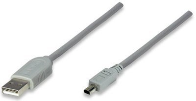 Hi-Speed USB 2.0 Device Cable A Male / Mini 4-Pin Male, Gray, 6 ft. (1,8 m)