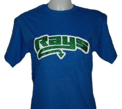 Blue T-shirt with  Green Glitter Rays