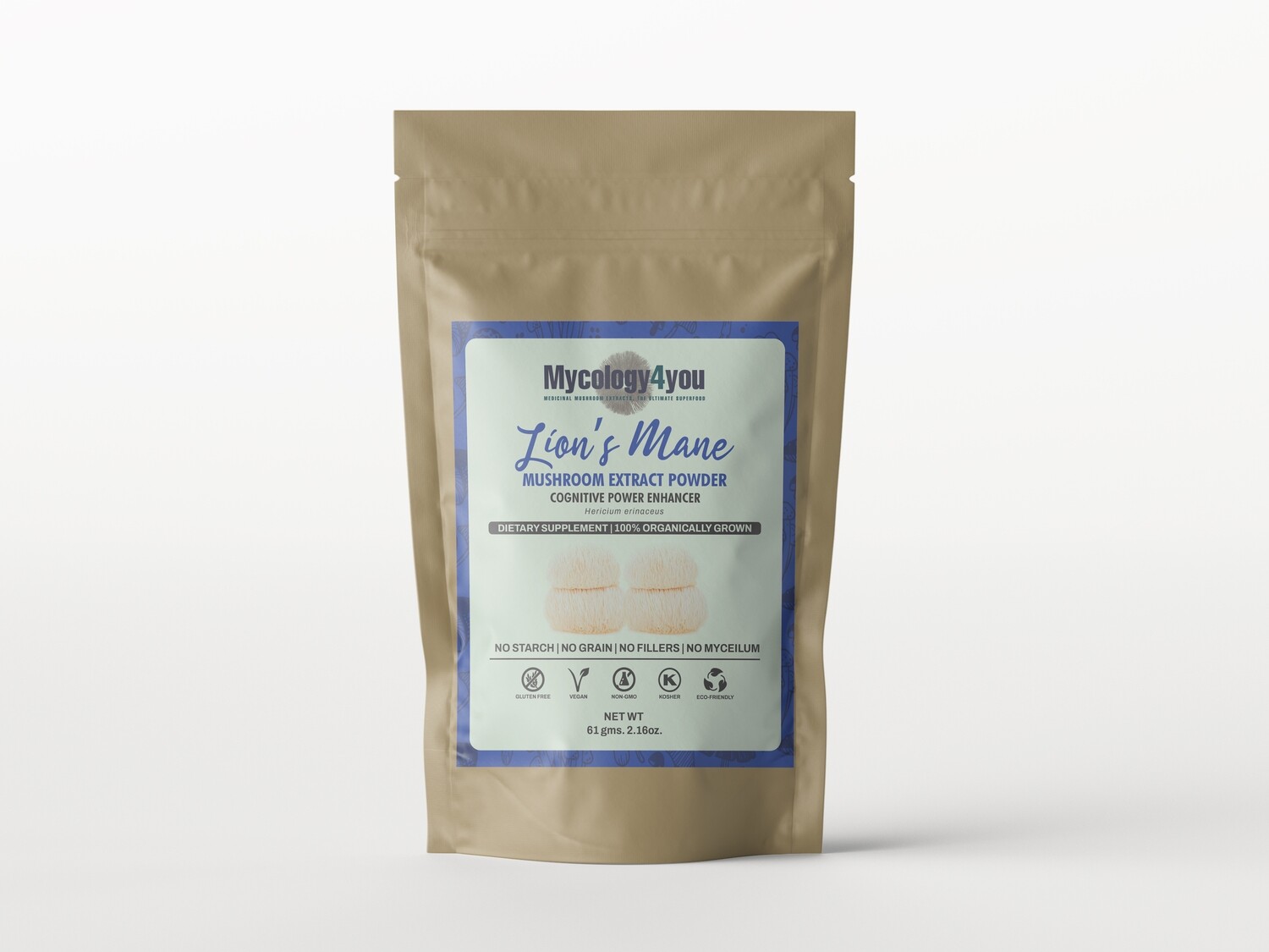 Lion’s Mane: Organic lion’s mane mushroom extract powder.
