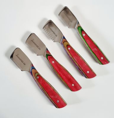 Groomer.dk Rainbow Stripping Knife Set of 4 - SLANT TOOTH