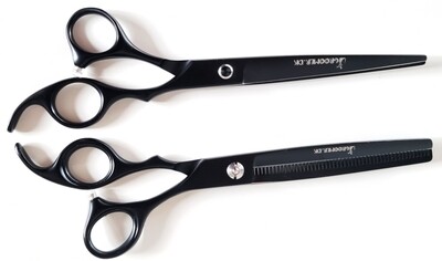 Groomer.dk Black Satin Basic Scissor Set - 7.5 Inch
