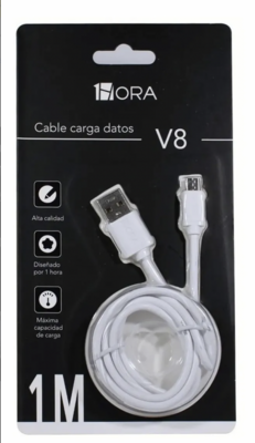 Cable Micro Usb V8 2.1 Amperes Datos 1m 1hora