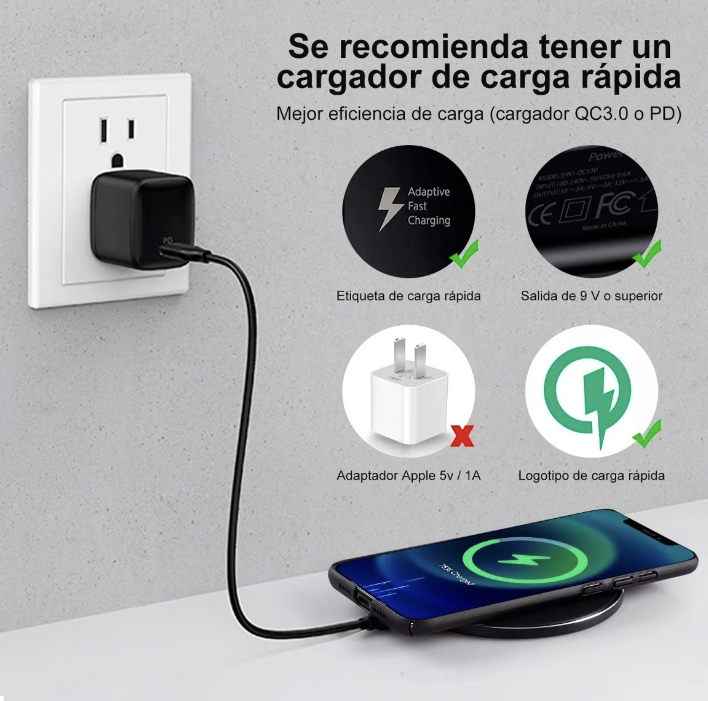 Cargador Inalambrico Base Carga Rápida Iq Universal Gar151