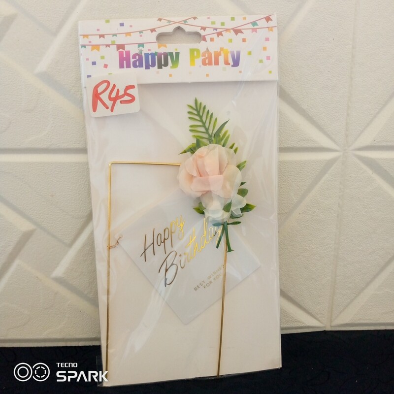 happy birthday cake topper with rose