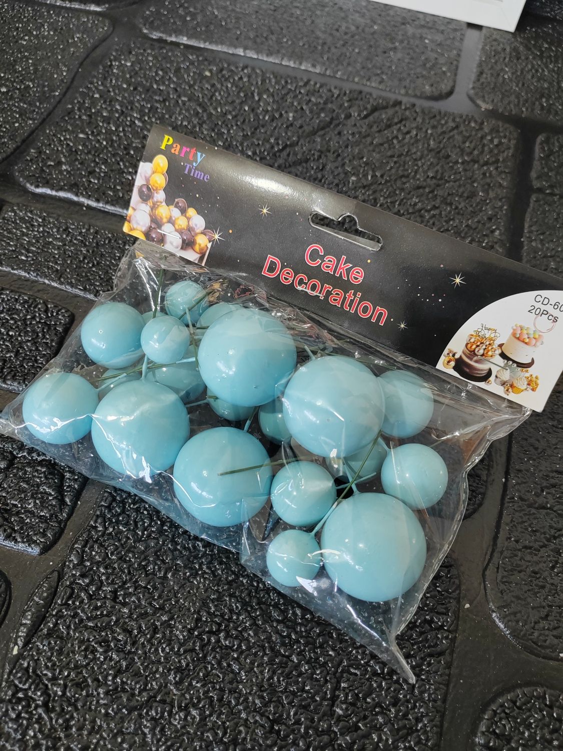 Teal blue faux balls