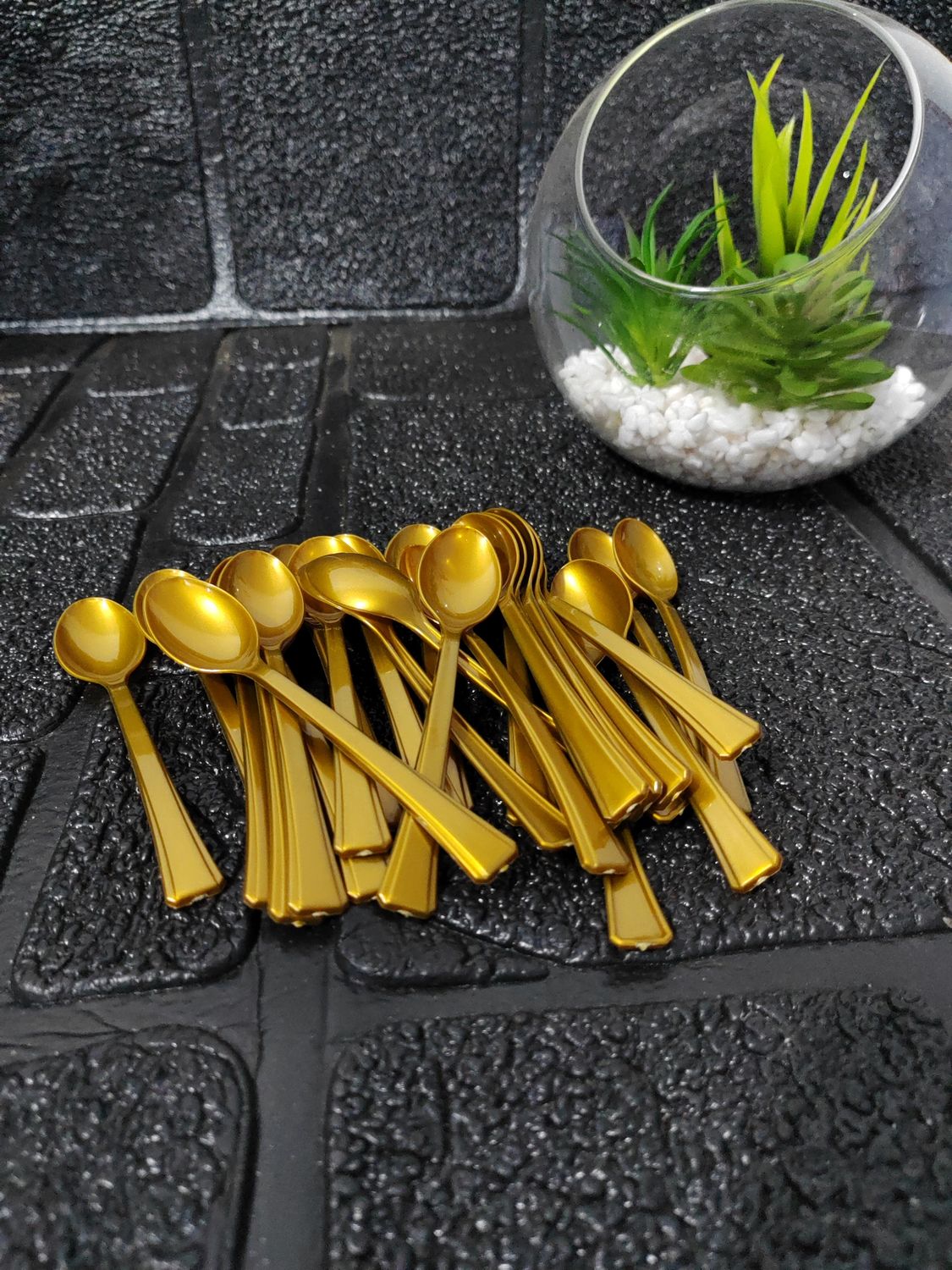 Teaspoon gold 25pcs plastic