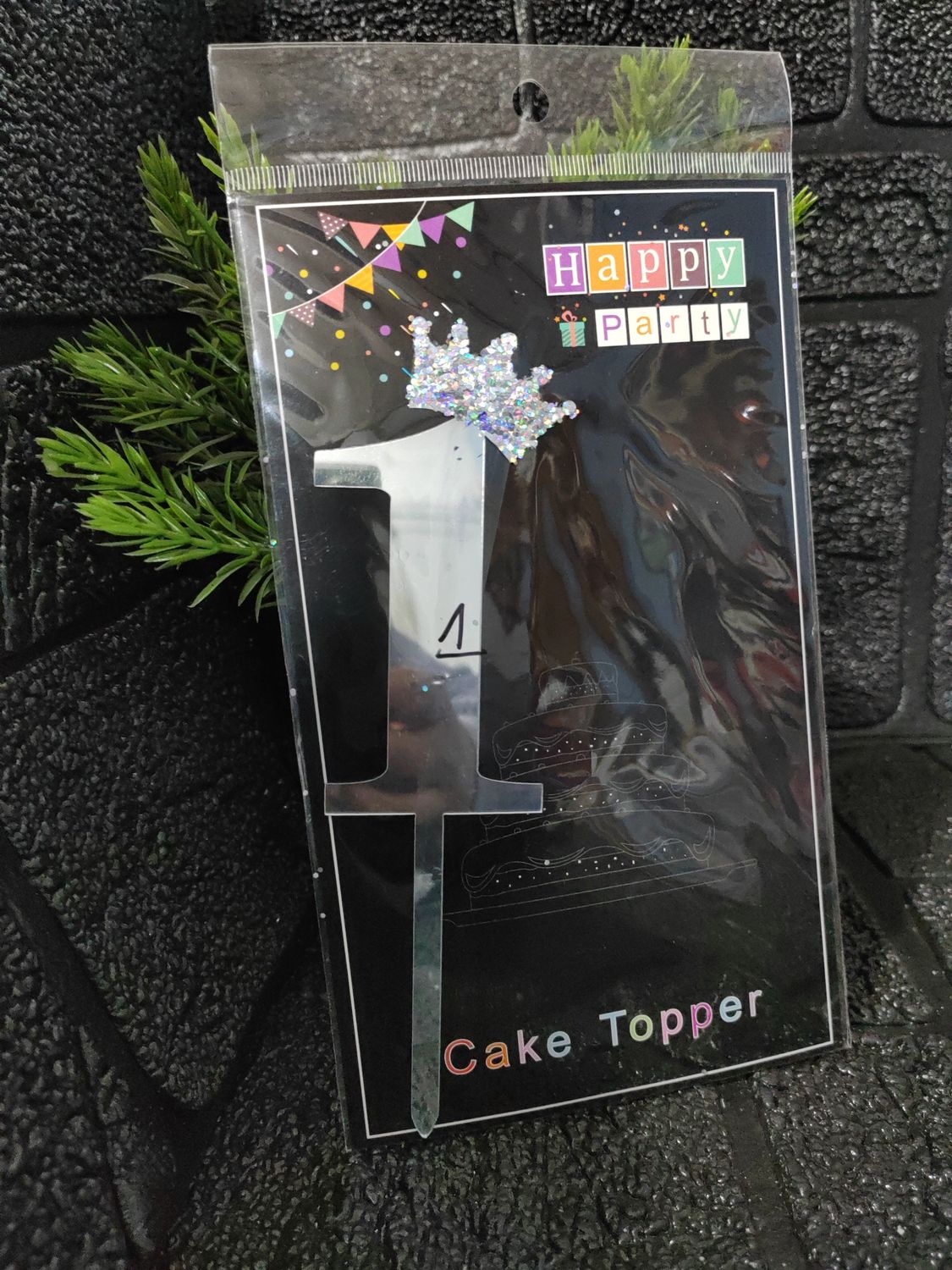 No 1 silver cake topper