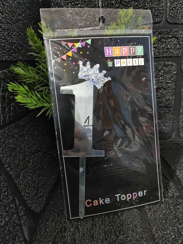 No 1 silver cake topper