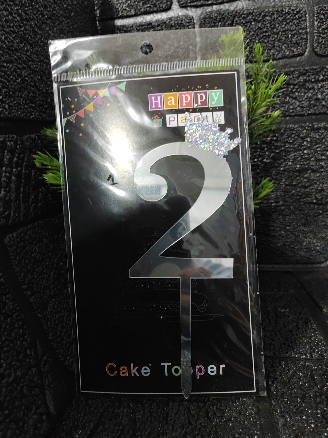 No 2 silver cake topper
