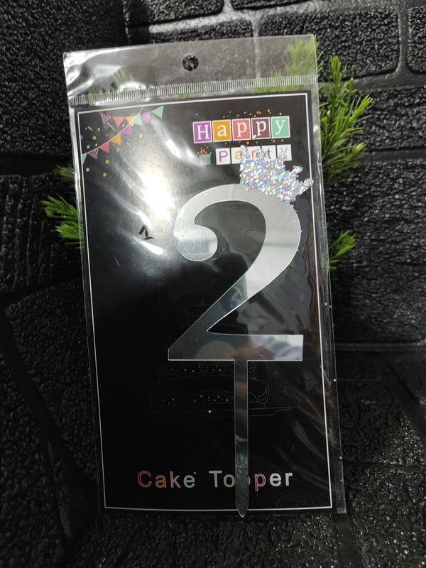 No 2 silver cake topper