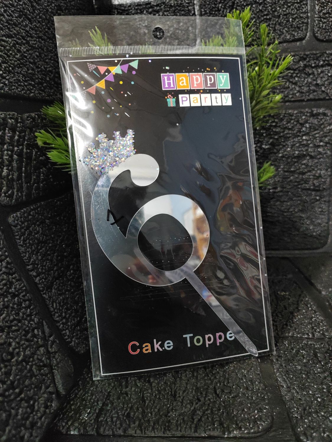 No 6 Cake topper silver