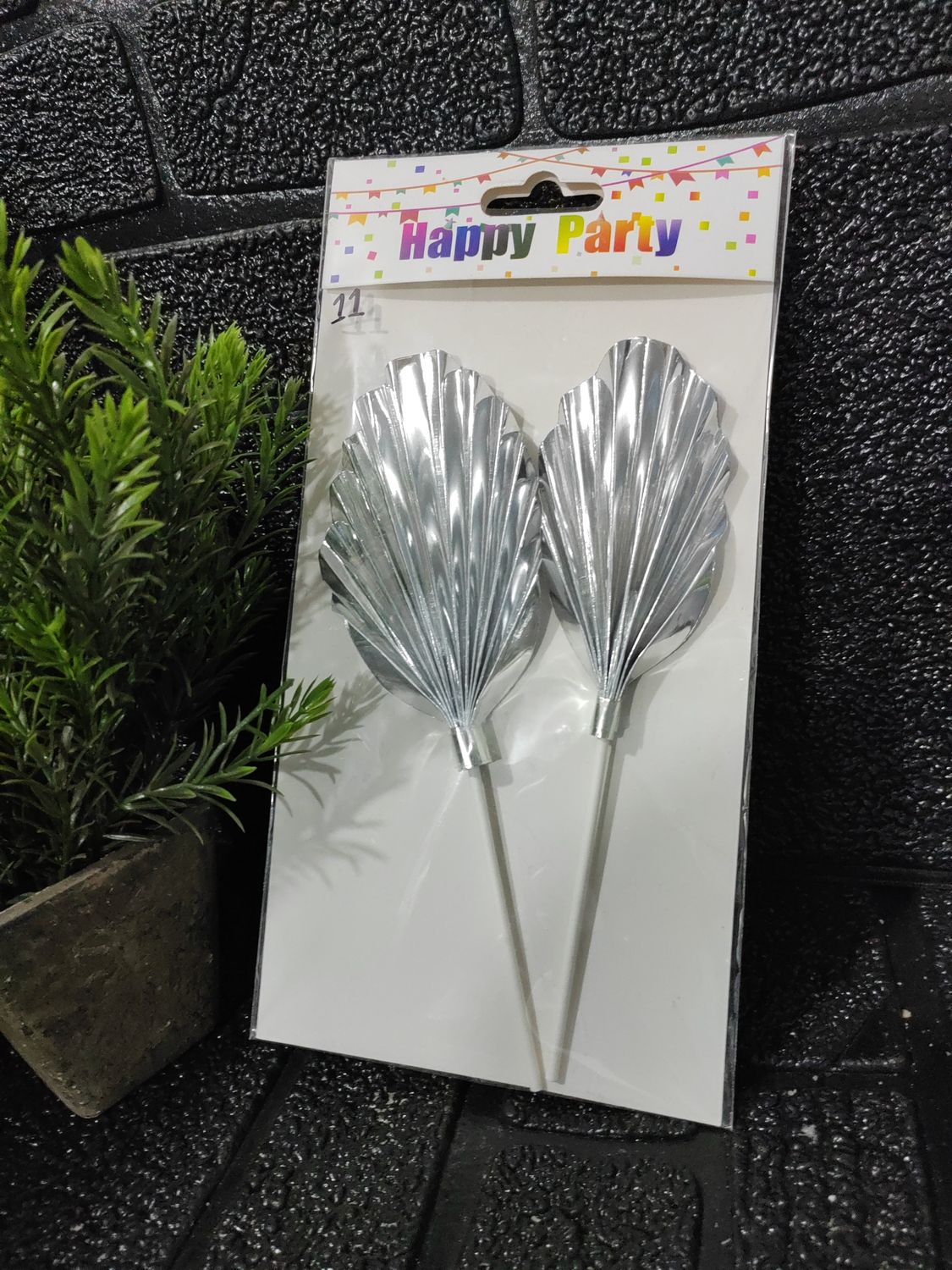 Silver fan cake decoration topper