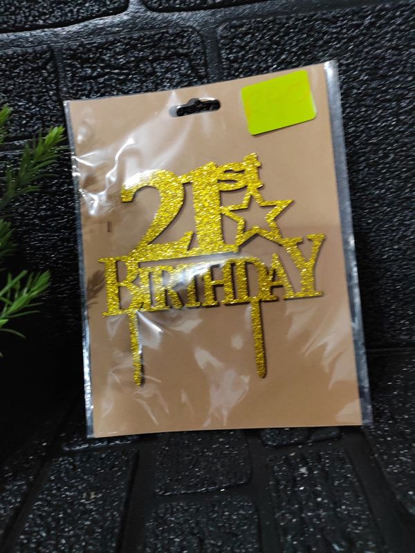 21st birthday cake topper gold