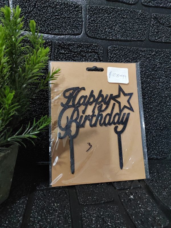 Happy birthday topper black