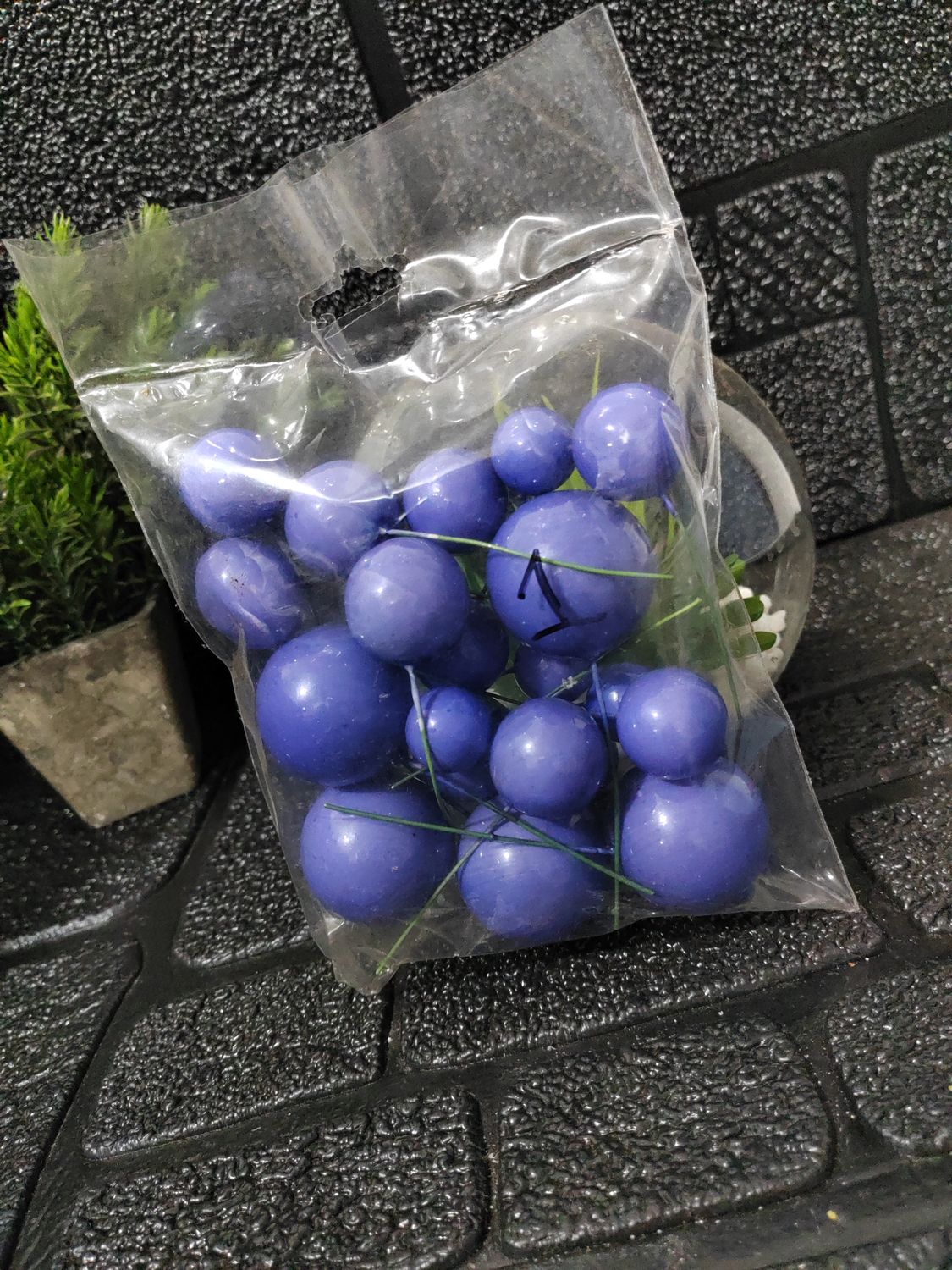 Blue faux balls