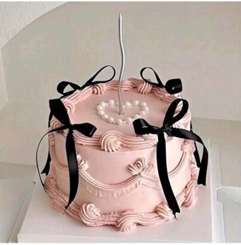 Black Ribbon Bow Cake Decoration