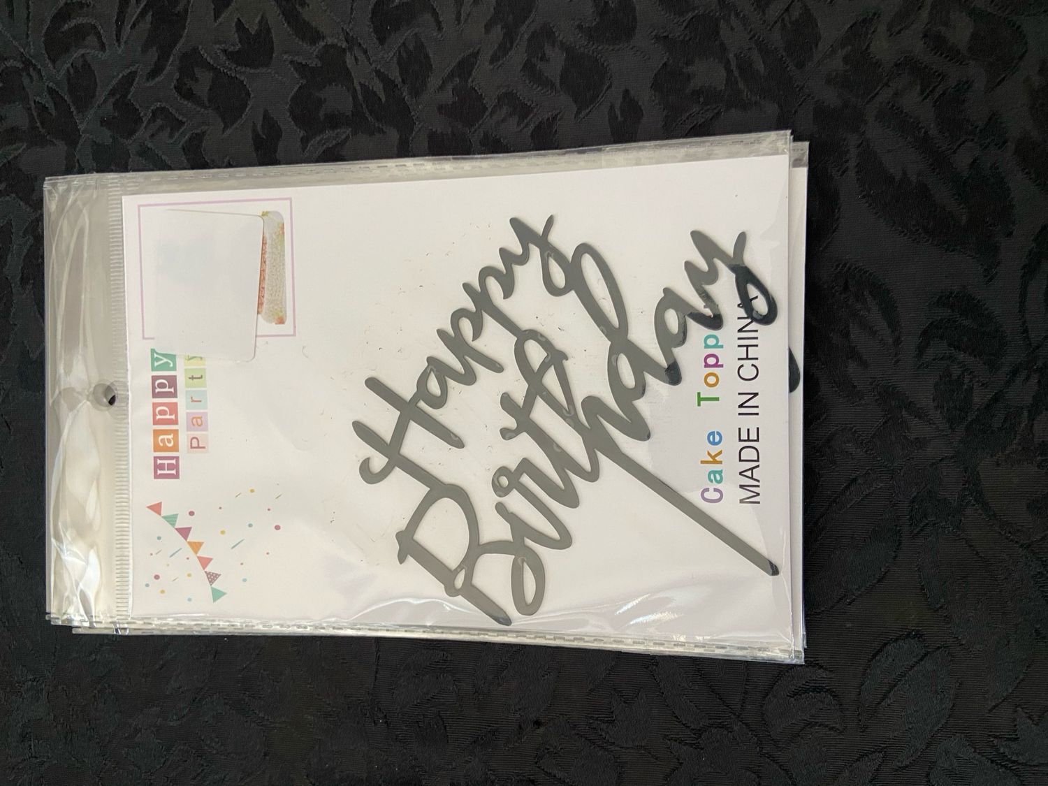 Black Happy Birthday Cake Topper