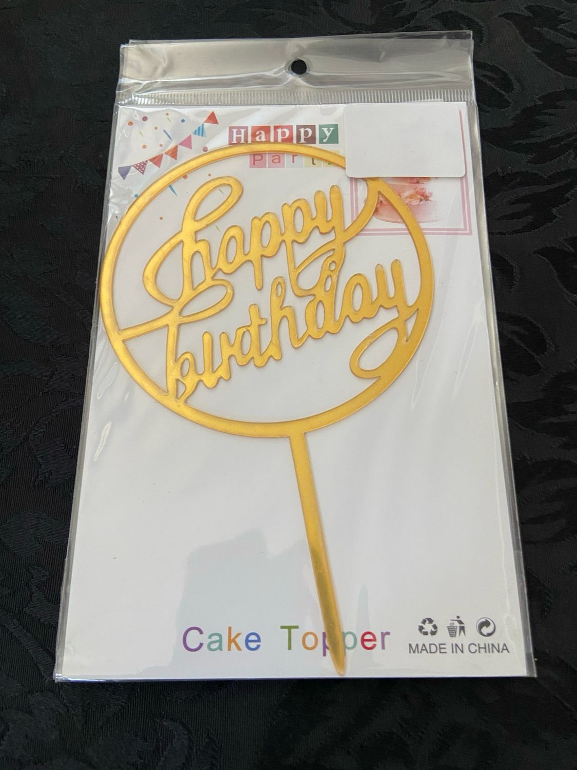 Gold Happy Birthday Cake Topper