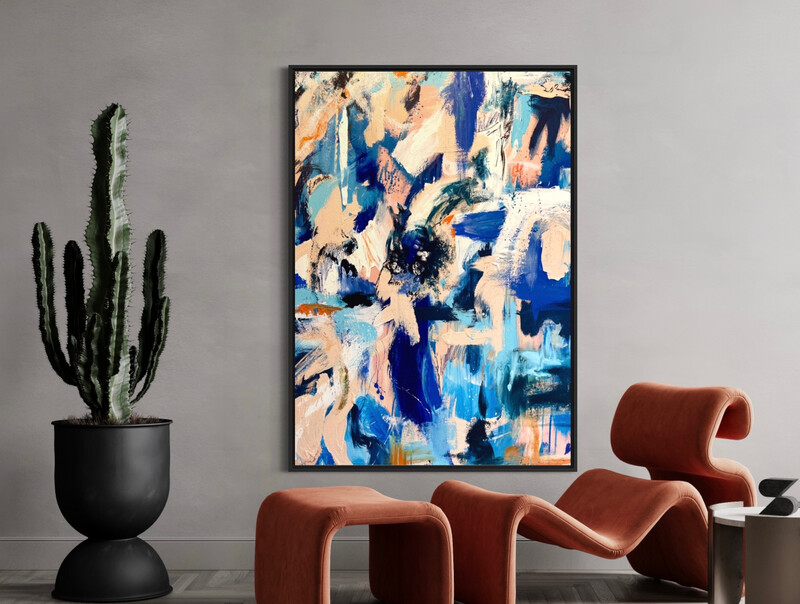 Blaues Gemälde Mixed Media