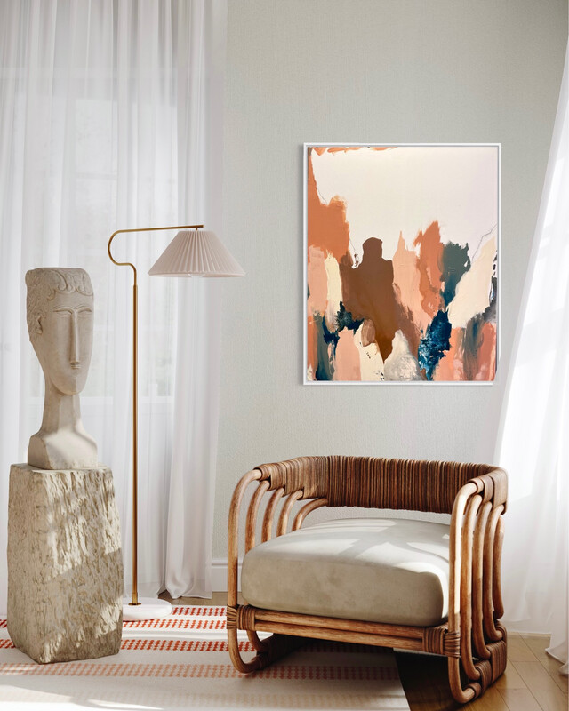Leinwandbild braun, blau-grau,creme gerahmt