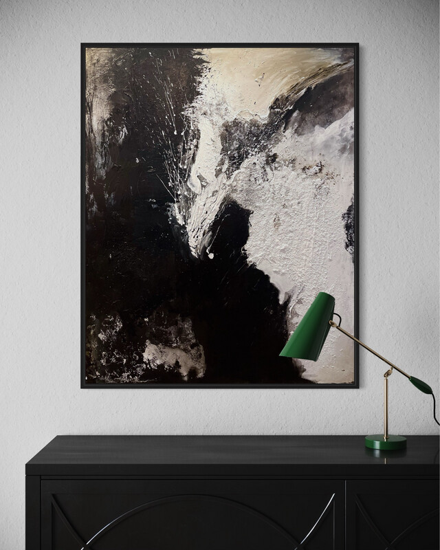 Schwarz weiß Gemälde Mixed-Media