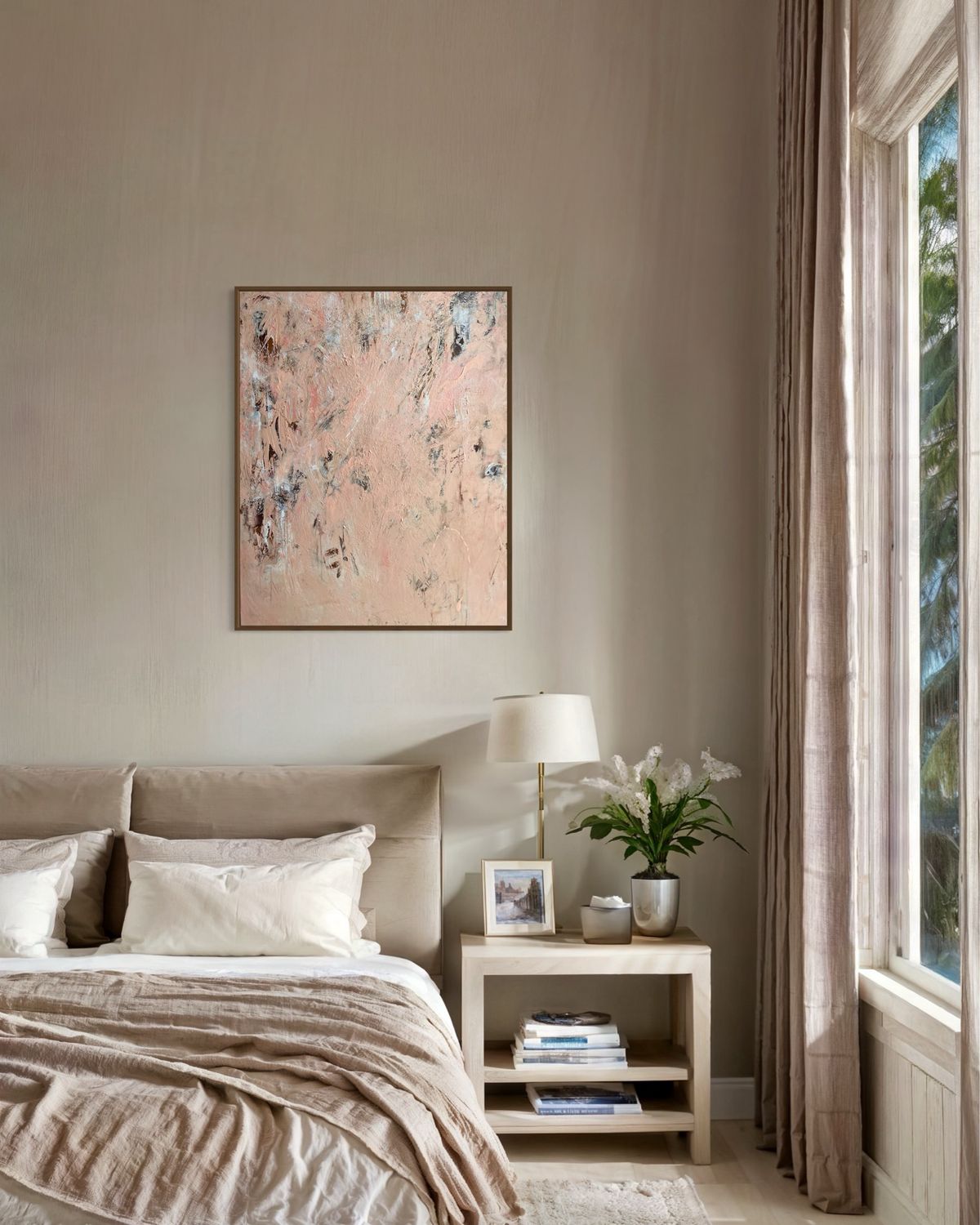 Abstraktes Acryl Gemälde rosé