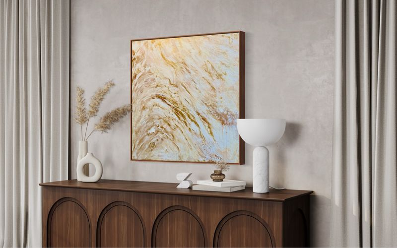 Abstraktes goldenes Acryl Gemälde