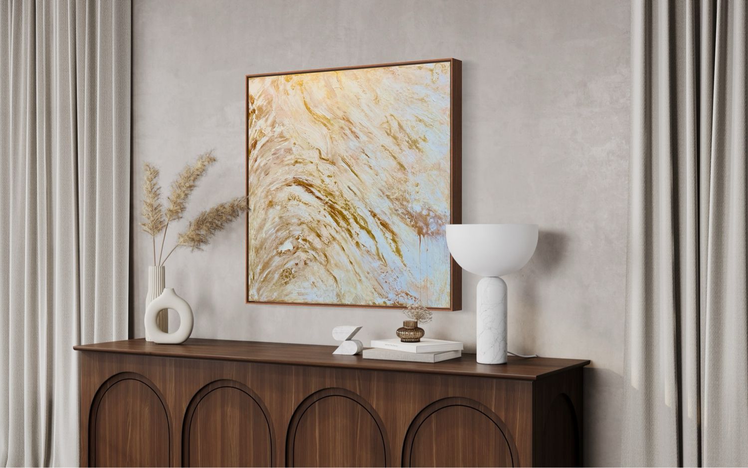 Abstraktes goldenes Acryl Gemälde