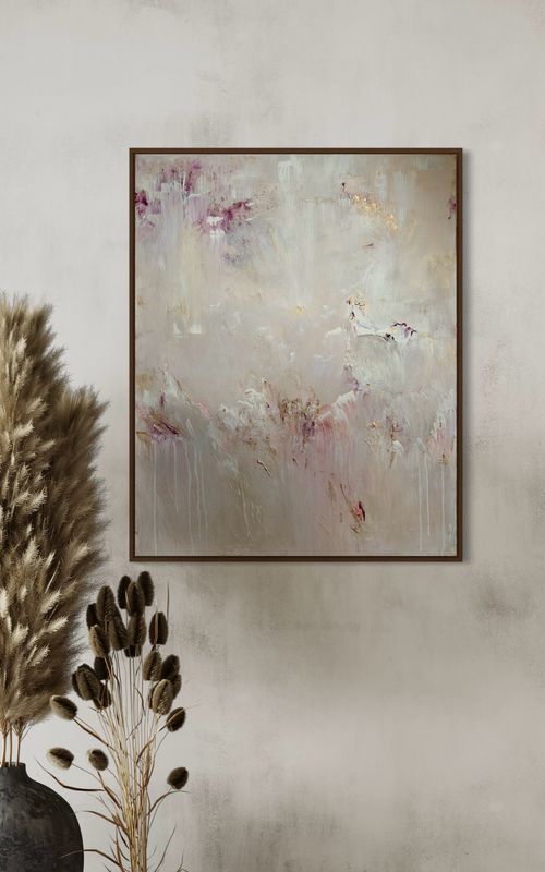 Acrylbild beige magenta