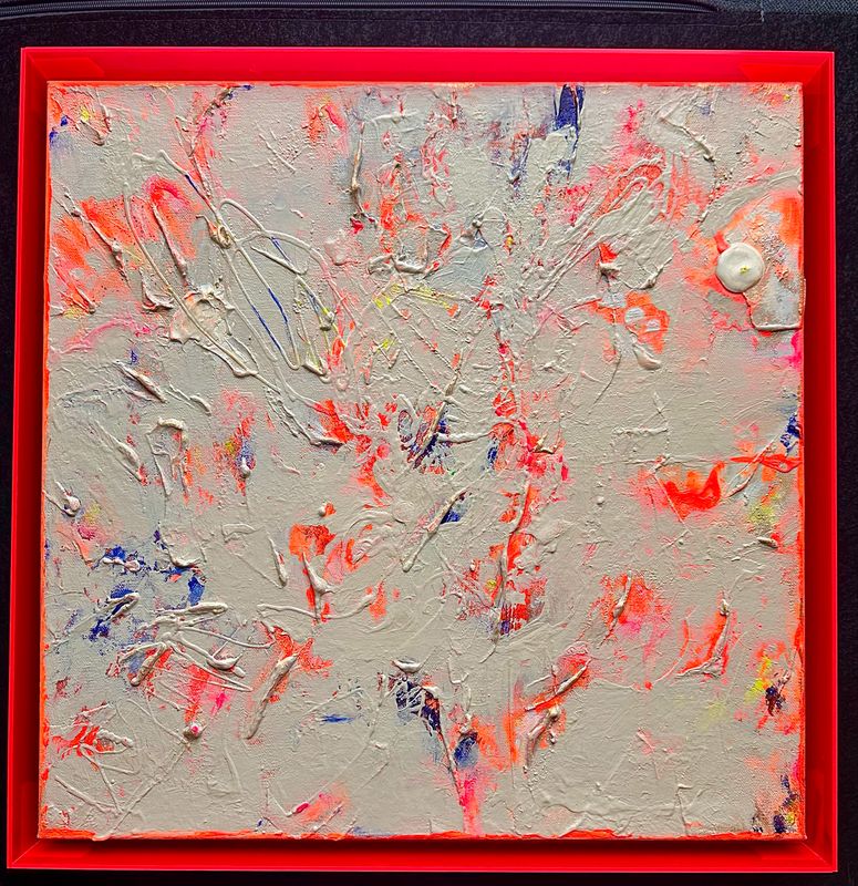 Abstraktes Acrylbild im Acrylglasrahmen pink