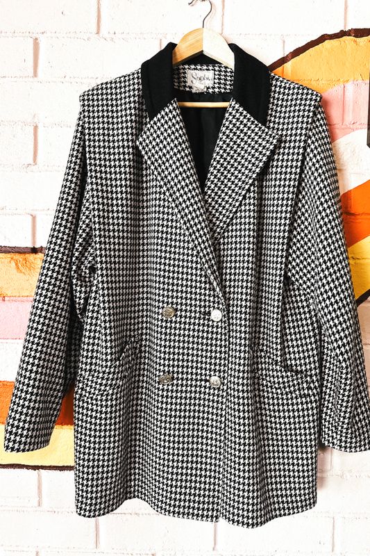 Sophia 80&#39;s houndstooth Blazer Jacket size 12+