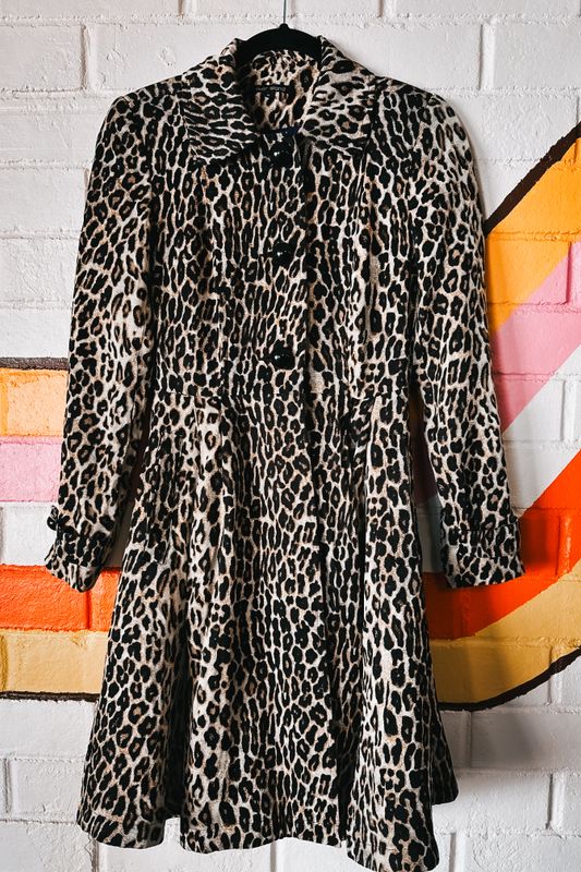 River Island Y2K Leopard Print skater/swing style jacket, size 6