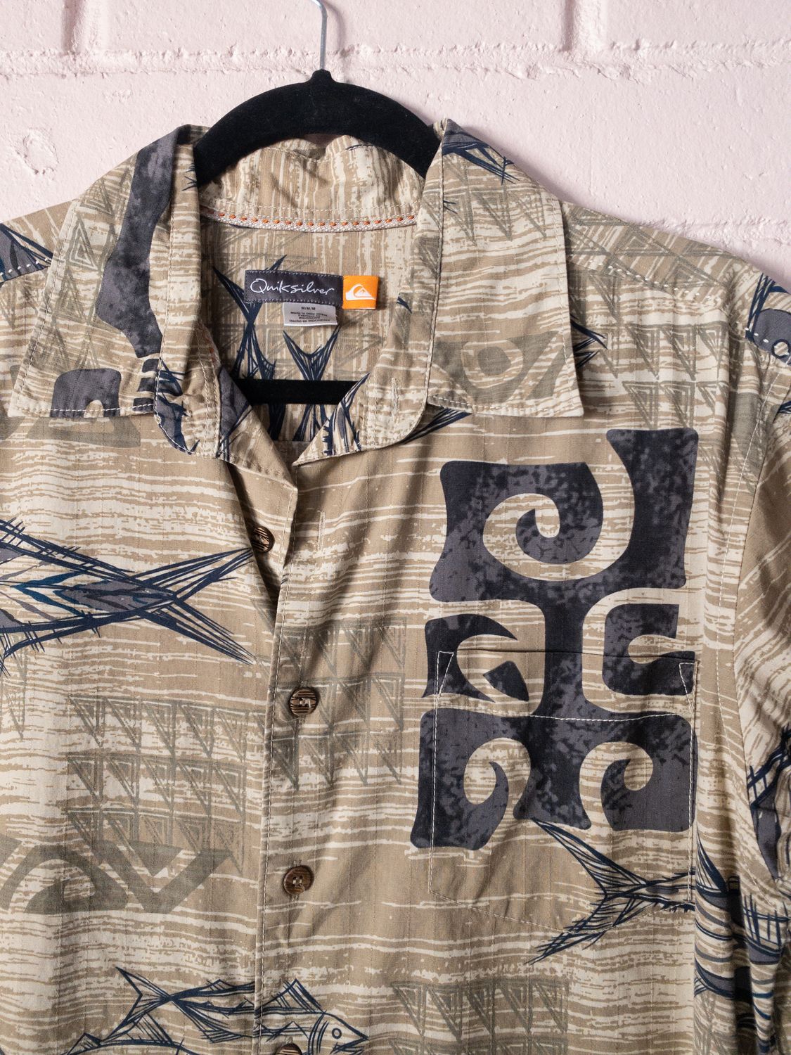 Quiksilver Y2K Tribal Print Shirt, Size L