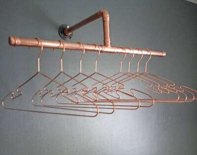 Industrial Copper pipe/rose gold clothes rail Handmade 22mm Heavy duty 30cm to 60cm clothes rail