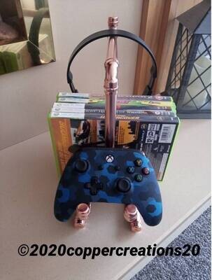 The Original Handmade copper pipe controller & headset holder/ stand for Xbox PlayStation or Nintendo control pad ©2020.CopperCreations20