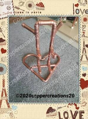 The Original Handmade copper pipe double controller & headset headphone gamer stand with heart base for xbox  PlayStation controllers
