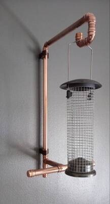 Handmade copper pipe hanging bird feeding station bracket