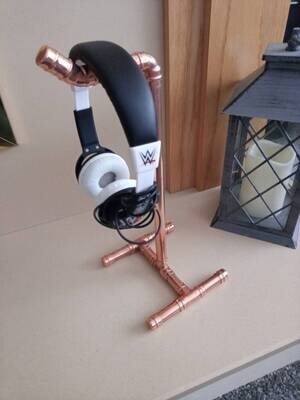 Handmade copper pipe headphone stand/ holder, made from 15mm copper pipe
