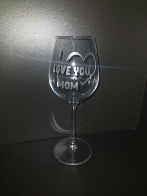 Moederdag glas "I love you mom"