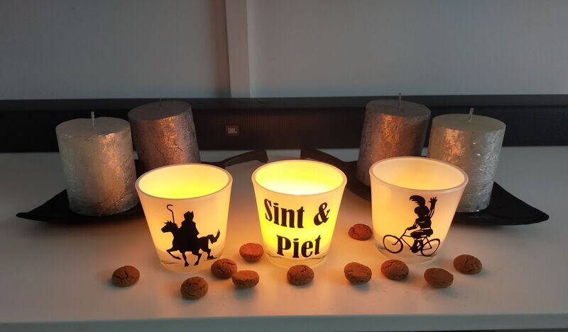 Set van 3 waxinelichtjes Sinterklaas