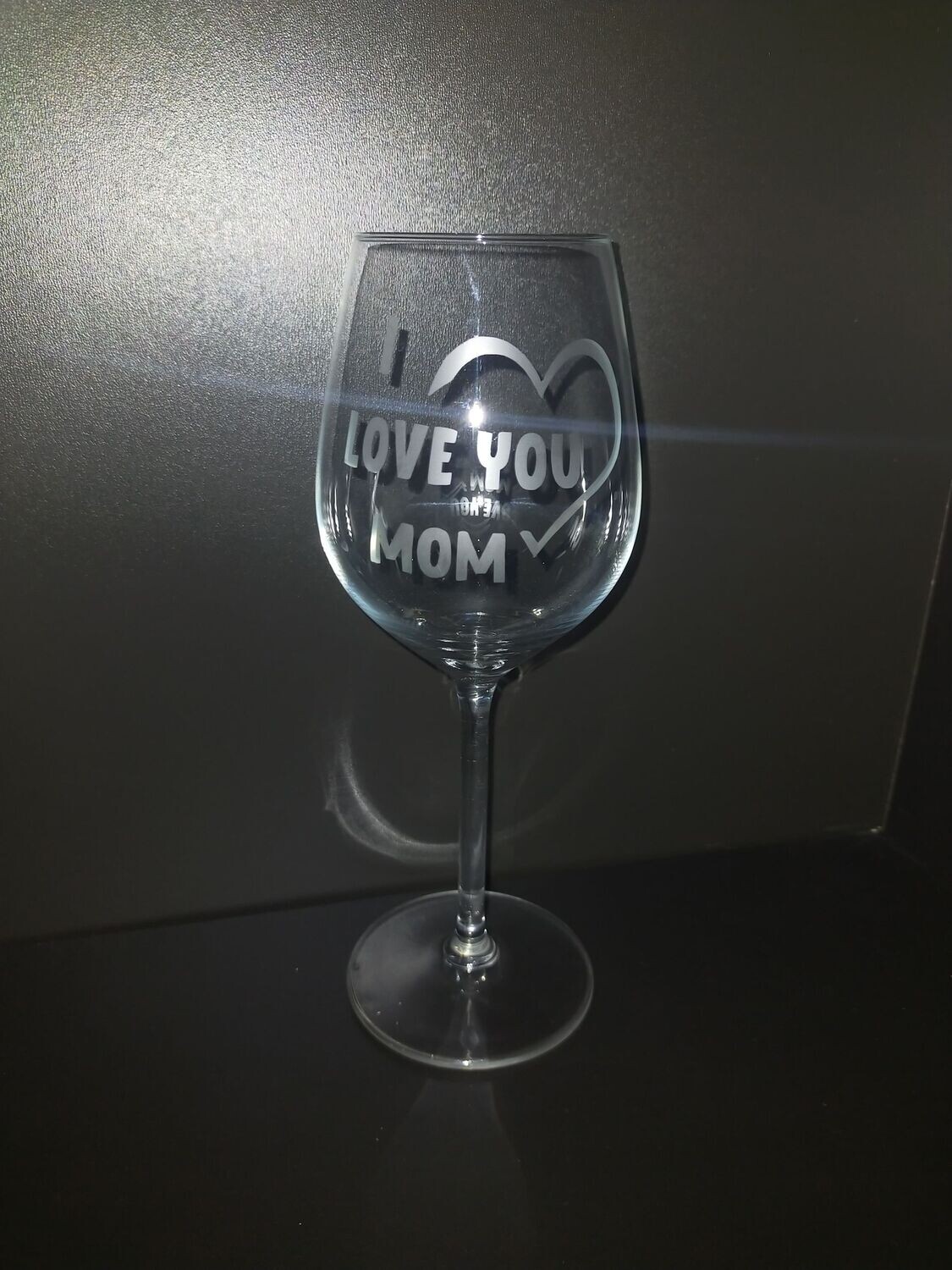 Moederdag glas Moederdag glas "I love you mom"