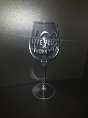 Moederdag glas Moederdag glas "I love you mom"
