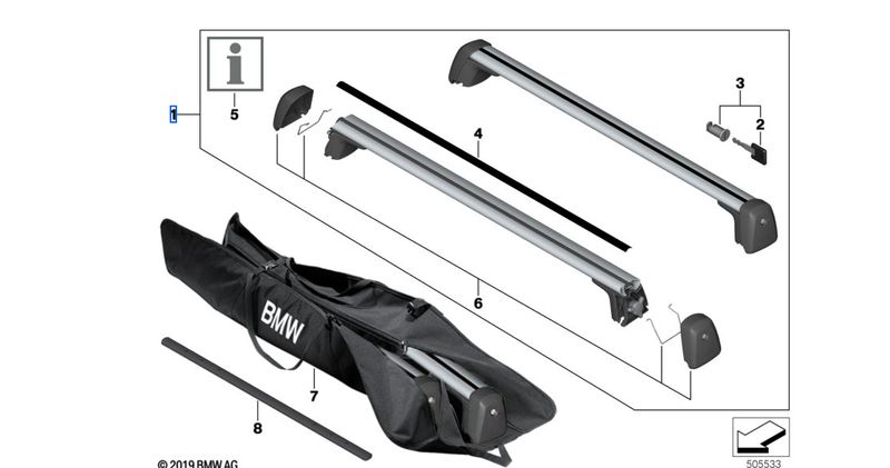 ​Der BMW Dachträger ist mit allen BMW Dachträgeraufsätzen und Dachboxen kombinierbar