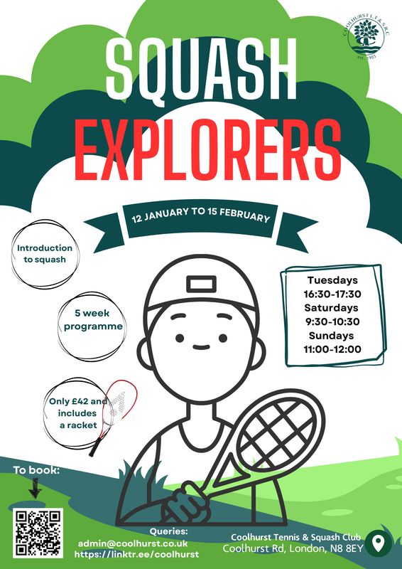 Junior Squash Explorers: 13th January - 15th February 2026